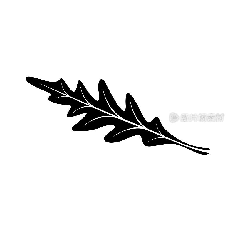Arugula leaf icon. Single black silhouette leaf of arugula salad